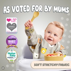 Nombear ® Baby Weaning Bib with Sleeves - Waterproof Baby Bibs for 6-12 Months for Baby Led Weaning, Coverall Bibs for Baby Feeding, Baby Bibs with Sleeves for Toddlers, Apron Bibs for Babies