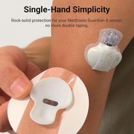 Kovoq CGM Patches for Medtronic Guardian 4 Sensor, 20-Count Waterproof Guardian 4 Over Patches with Customized Reusable Hardshell Cover for 14 Days of Enhanced Protection and No Double Taping (Tan)