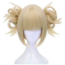 ANOGOL Hair Cap+613 Blonde Wigs Anime Cosplay Wigs Short Wavy Synthetic Hair With Bangs Fringe Hairstyles For Lonita Party Blonde Costume Wig For Halloween Party Cosplay Wigs