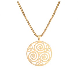 SIPURIS Celtic Triskele Pendant Necklace for Men Women Triple Spiral Round Necklace Stainless Steel Celtic Trinity Knot Symbol Jewelry Gift Stainless Steel No