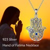 VONALA Hamsa Hand Necklace 925 Sterling Silver Evil Eye Hand