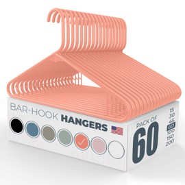 Neaties Plastic Hangers 50 Pack (60 Count) – Made in the USA – 6lb Capacity Standard Clothes Hangers with Strap Hooks for Dresses, Lingerie, Shirts, Pants, and Jackets – Peach