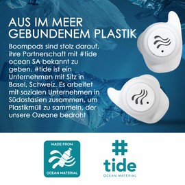 Boompods Soundwave True Wireless Bluetooth Kopfhörer, kabellose Ohrhörer,TWS In-Ear Sport Kopfhörer mit Mikrofon, IPX6 Schutz Ear Buds, bis zu 30 Std. Spielzeit, Blau