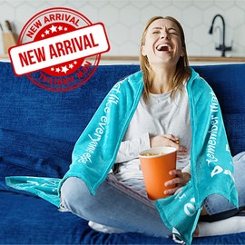 FILO ESTILO Funny You're Awesome Friendship Blanket, Funny Gifts for Friends, Novelty Gag Encouraging Comfort Inspirational Motivational Cool Stuff Gifts for Men, Women, Coworkers 65x50 Inches (Teal)
