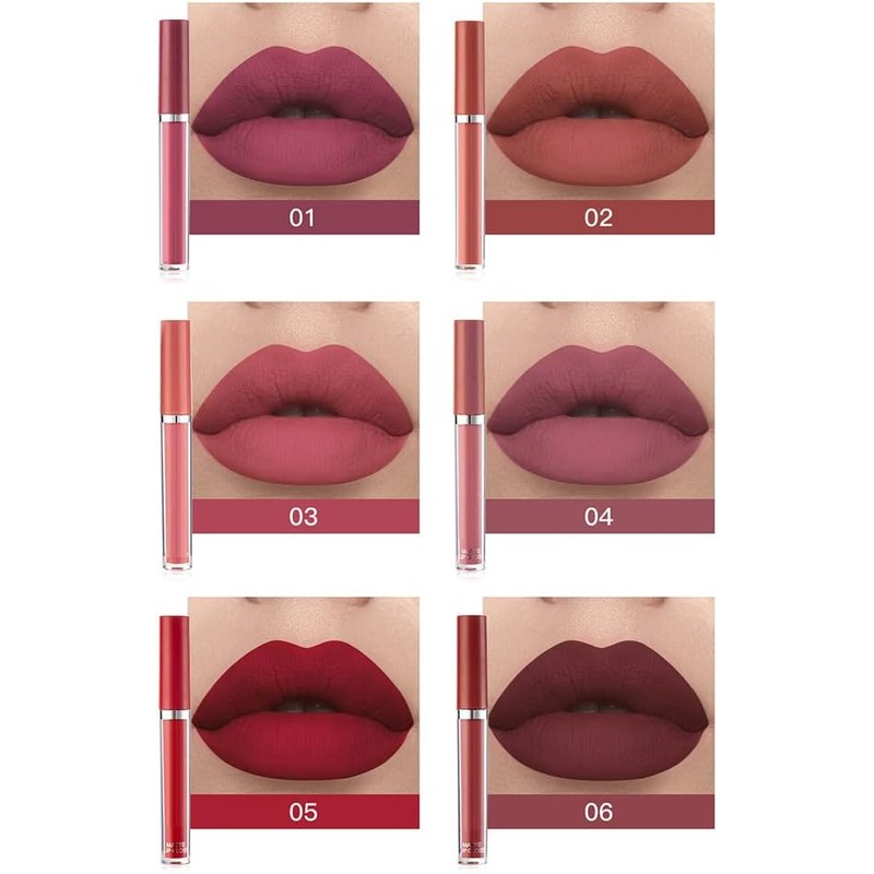 Brillo de Labios, 6 Piezas de Lápiz Labial Líquido Mate