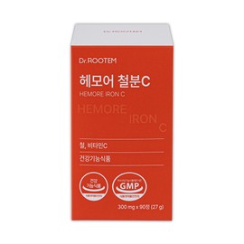 Dr. Rootem high-content iron supplement, non-heme iron, hemore iron C 300mg / 닥터루템 고함량 철분제 비헴철 헤모어 철분C 300mg X 90정 4박스