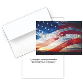 25 Memorial Day Cards - Honor Celebrate Remember - 26 White Envelopes - FSC Mix