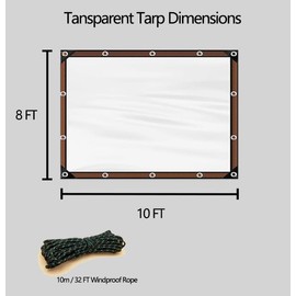 8' × 10' Clear Tarp Waterproof - 5 mil Heavy Duty Thicken Transparent Waterproof, Vinyl tarp,with Grommets,Garden Greenhouse tarp,Chicken Coop Heat Preservation Clear Plastic Tarps by dancinggrass