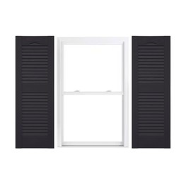 Duralok Vinyl Exterior Shutters | One Pair | Louvered 50/50 Split Cathedral Top Exterior Window Shutters | 14.5" x 60" | Black | Simple Installation + Hardware Included | Made in The US