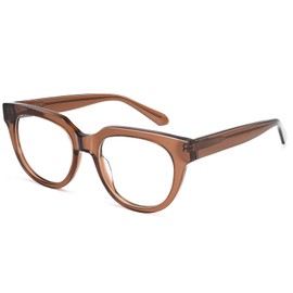 Dollger Blue Light Blocking Glasses For Woman Men Thick Acetate Frame Round CatEye Computer BlueLight Glasses Non-Prescription Brown frame