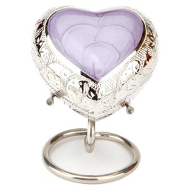 Urns UK Hand Crafted Heart Keepsake Pimlico Cremation Ashes Metal Urn Brass Lilac 7.5 x 7.5 x 4 cm