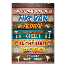 Red Ocean Welcome To Our Tiki Bar Sign Tiki Bar Accessories GARDEN BAR Sign Shed Summerhouse Sign Garden Signs And Plaques Colourful Different Plaque For Home Bar Home Decor