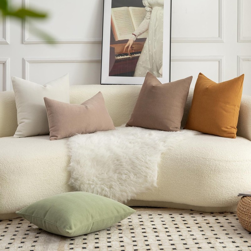 MANDIOO Pack of 2 Chenille Throw Pillow Covers Elegant Design