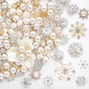 Wavwavw 160 Pcs Rhinestone Buttons Faux Pearl Buttons Flat Back