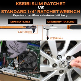 KSEIBI 181787 Mini Ratchet Wrench Set 18-Piece | 1/4" Drive, Slim Profile with Durable Right Angle Screwdriver Bits | Versatile & Compact Tool Kit with Gift Storage Box for Home & Professional Use
