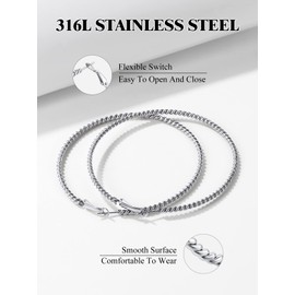 Ohrringe Kreolen für Frauen aus Edelstahl Großer Reifen Trendiger Schmuck Geschenke für Frauen Gedrehter Durchmesser 80 mm Farbe Silber