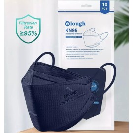 Elough 10 Pz Kn95 Mascarilla 4d Elough Azul Marino Gb2626 Reusables
