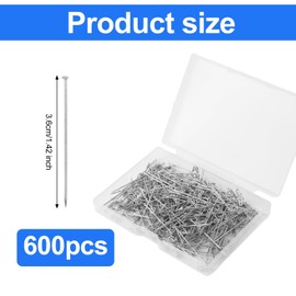 600pcs Fine Straight Pins, 1.4in Flat Head Pins Metal Dressmaker Pins Reusable Satin Pins Beading Pins for Earring Pendant Jewelry Making Crafts Sewing