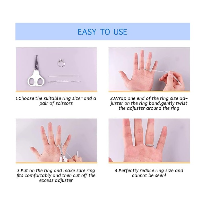 Ryaner Ring Size for Loose Rings,16pcs set, Invisible Clear Silicone,