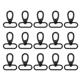 sourcing map 15Pcs Swivel Clasps, 1.5 Inch Oval Ring Lobster Clasp Claw Metal Push Gate Snap Hooks for Purse Making Keychain Belt Strap, Black