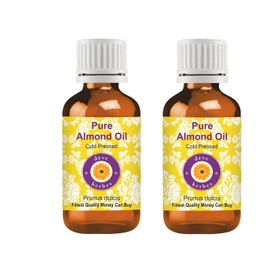 Deve Herbes Pure Almond Oil (Prunus dulcis) Cold Pressed (Pack of Two) 100ml x 2 (6.76 oz)