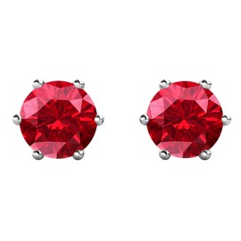 Cate & Chloe White Gold Birthstone Stud Earrings, 18k Gold Plated Earrings with 1ct Genuine Gemstone Crystals, Birthstone Jewelry for Women, 6-Prong-Setting, 18k White Gold Plated Brass