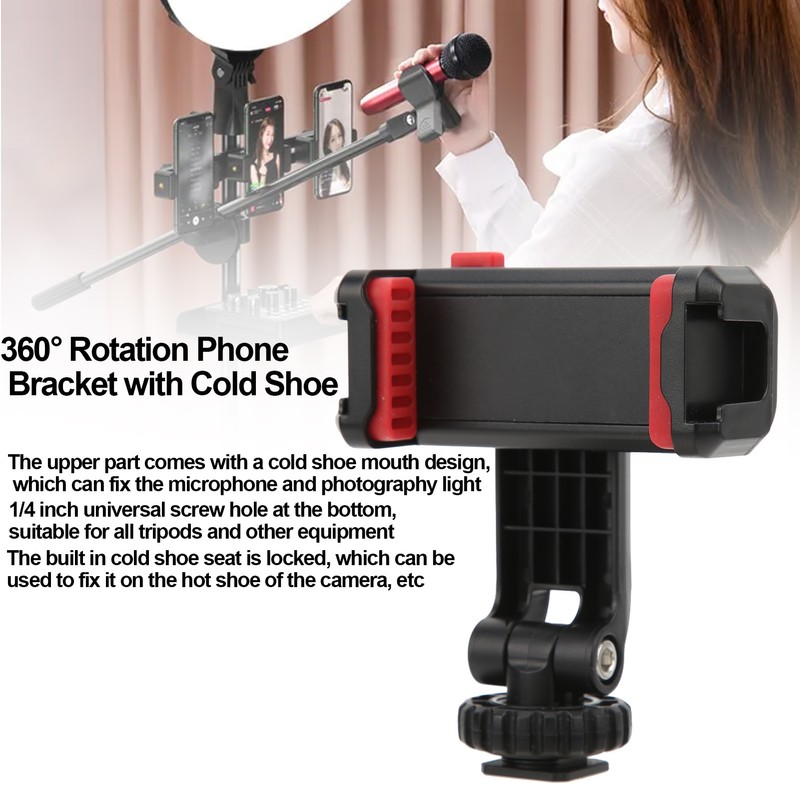360 Degree Rotation Phone Clip Phone Bracket with Cold Shoe