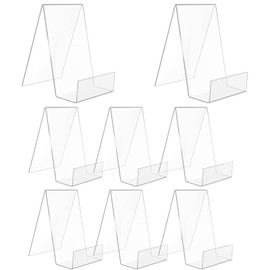 8 x Clear Acrylic Book Stands, Goods Carrier as Bookend and Stand, 10.5 x 9 x 7.5 cm, Transparent Book Stand for Magazine, Brochures, Menu Card