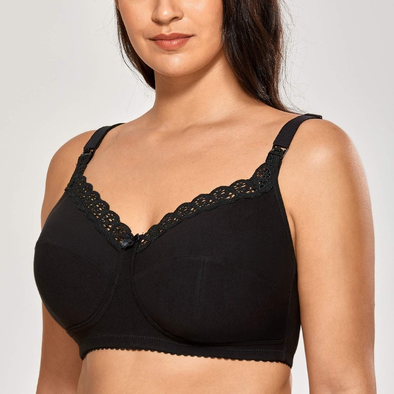 Gratlin Women's Cotton Breastfeeding Bra Large Sizes Without Underwire Full