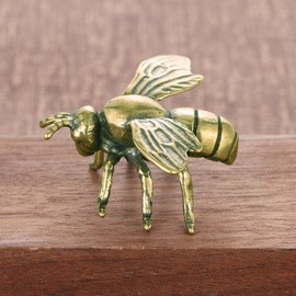 2 PCS Golden Bee Figurines: Vintage Brass Bee Statues Decorative, Brass Animal Ornament DIY Craft, 2 PCS