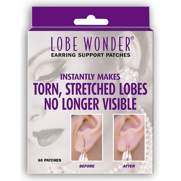 Invisible Earring Ear Lobe Support Patches - Provides Relief for Damaged, Stretched Ear Lobes and Helps Protect Healthy Ear Lobes Against Tearing