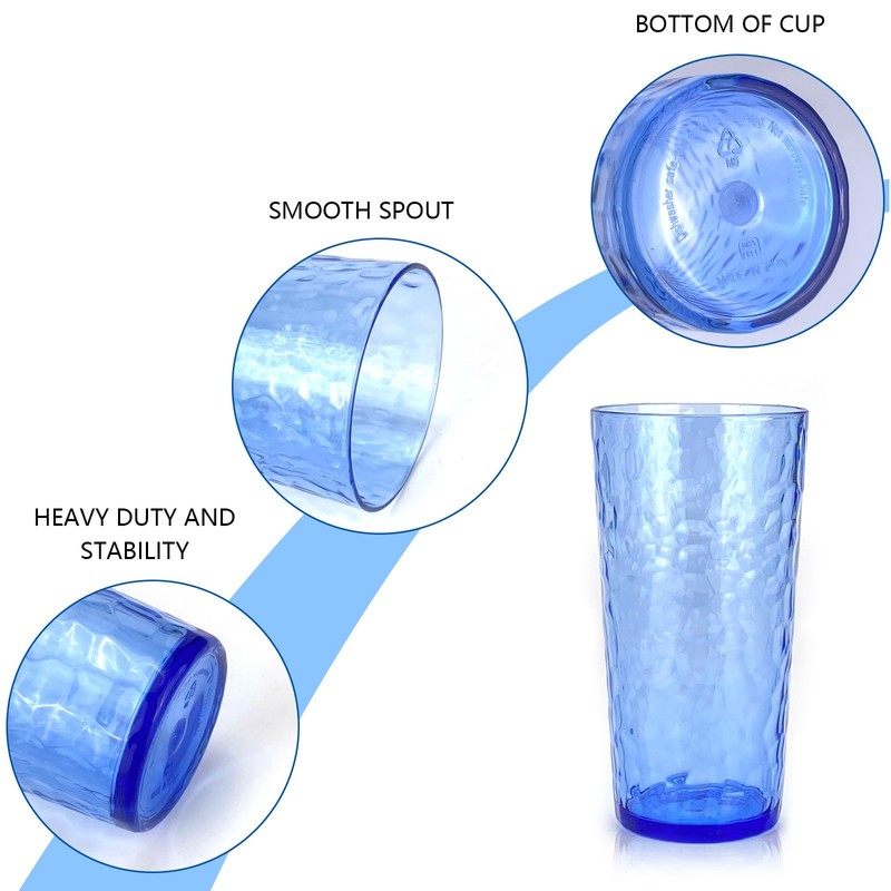 Yalin 24-Ounce Plastic Tumbler Acrylic Drinking Glasses, Reusable Plastic Cups,