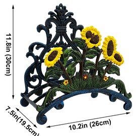 Wall Mounted Garden Hose Holder - Heavy Duty Cast Iron Water Hose Holder for Indoor Outdoor, Garden & Yard Decoration Water Pipe Hanger, Metal Sturdy Hose Rack Reel Storage Butler (Sunflower)