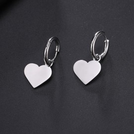 KKJOY Love Heart Pendant Earrings Stainless Steel Hoop Earrings Drop Dangle Earrings Jewellery Gifts for Women Girls