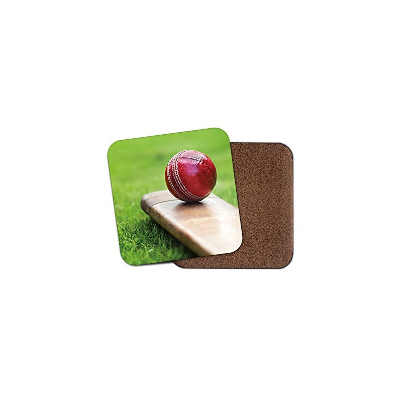 1 x Cricket Cork Backed Drinks Coaster - Sports Bat
