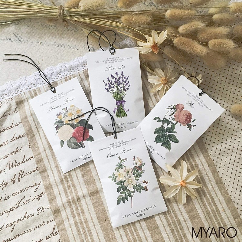 MYARO Jasmine Scented Sachets for Drawers and Closets, Pack of