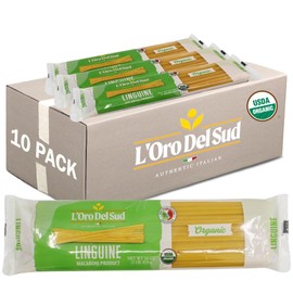 Organic Linguine,100% Durum Wheat, Italian Pasta, Premium Quality Product of Italy (10 pack x 16 Oz) Non GMO, Vegan, Kosher Certified by L'Oro del Sud