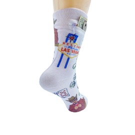 Flippysox Zipper Sock Wallet - Cotton & Polyester Zipper Socks with Pockets - Fits shoe size 6-13 (Las Vegas)