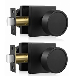 Haidms Black Passage Door Knobs Interior, Heavy Duty Round No Key Matte Black Closet Door Knobs for Hall Closet, Passage Doorknobs Hallway (2 Pack)