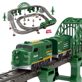 Knnidin Train Set for Kids - 88PCS Magnetic Vintage Classic Vintage Train Toy with Battery Powered Locomotive & Tracks, Toddler Model Trains for 3 4 5 6 7 8+ Years Old Kids Christmas Toys Gifts