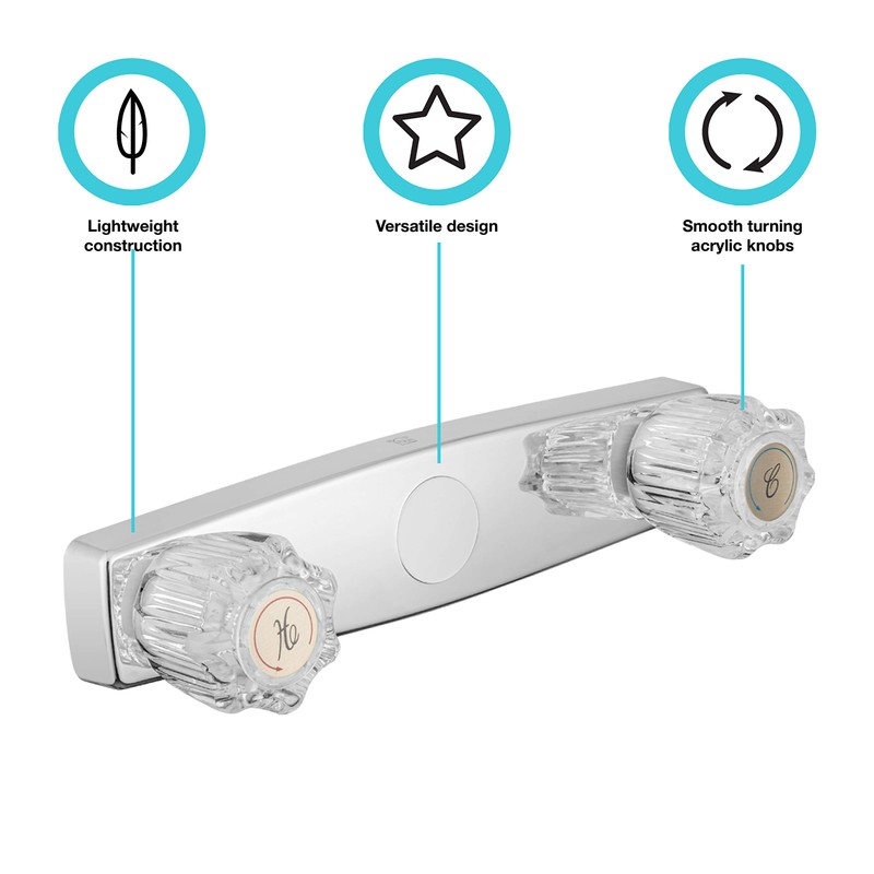 Dura Faucet Economical Shower Faucet with Classic Clear Acrylic Knobs