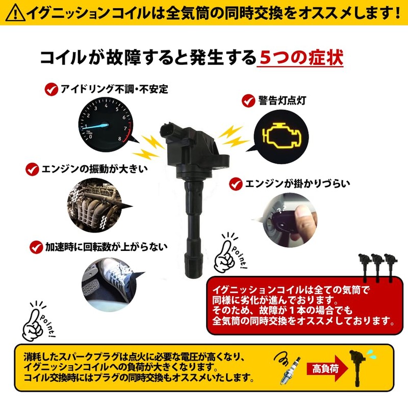 M’s Parts IC13 19500-B2050 19500-B2051 Ignition Coil, 3-Piece Set, Refer