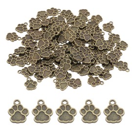 PATIKIL Jewelry Making Charm Bulk, 120 Pcs Dog Paw Animal Footprint Pendants DIY for Necklace, Bracelet, Earring Making and Crafting, Cyan