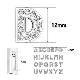 Hufopik 26 pcs A-Z Full Rhinestone Charms 8mm Slide Alphabet Crystal Letters for DIY Slide Wristbands, Bracelets, Hair Clips, and Jewelry Making Charms, shoe lace charms, bracelet charms