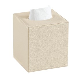 JLAMBOM PU Leather Tissue Box Cover Square Tissue Box Holder with Magnetic Closure, Decorative Tissue Holder for Bathroom Bedroom Office (Beige)