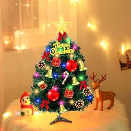 Mini Christmas Tree 30 cm, Artificial Christmas Tree with Ornaments, Small Christmas Tree, Christmas Decoration, Christmas Tree for Desk, Table, Office Decoration (C)