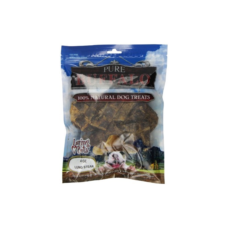 Loving Pets Pure Buffalo Lung Steaks Dog Treat, 4 -Ounce