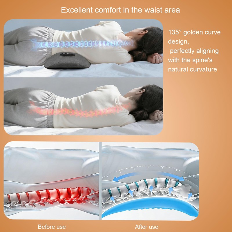 3-in-1 Lumbar Massager with Heating/Vibration/Adjustable Traction Memory foam lumbar pillow