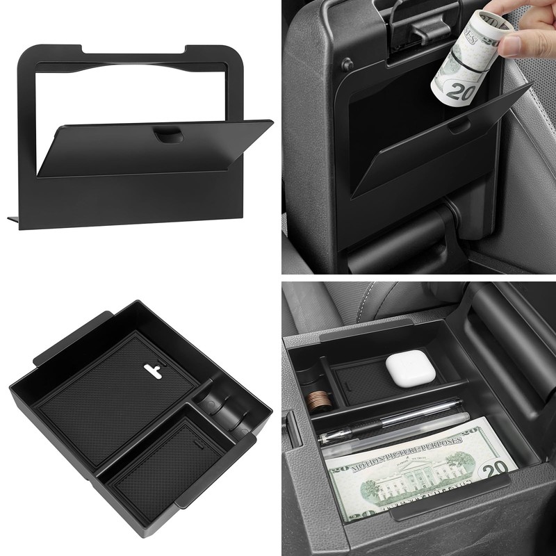 BIBLOZ Hidden Storage Box and Center Console Armrest Organizer for