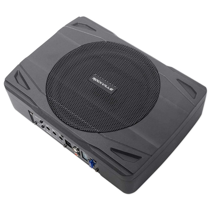 Rockville SS8P 400W 8" Slim Under-Seat Active Subwoofer, High-Level Inputs,